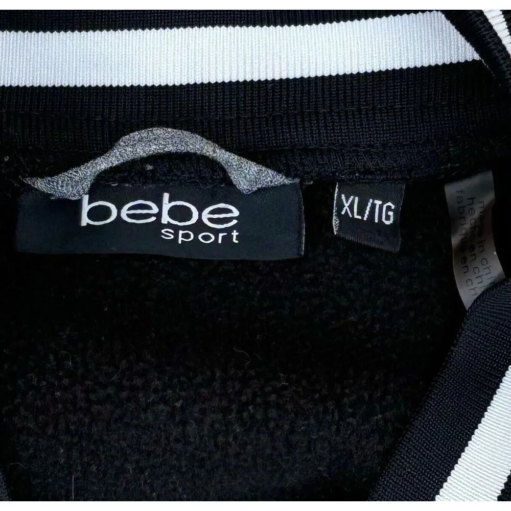Bebe Sport Bomber Jacket Women's Size XL Soft Shell Fleece Lined Rhinestone Logo